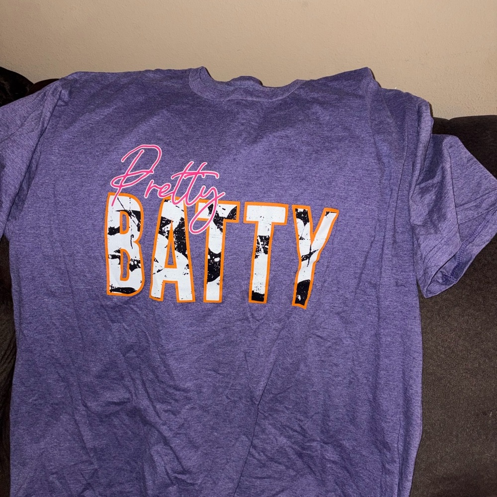 Purple Graphic Tee with 'Pretty Batty' Design